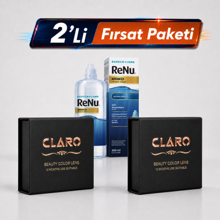 2'li Claro Renkli Lens + Solüsyon Avantajlı Paket