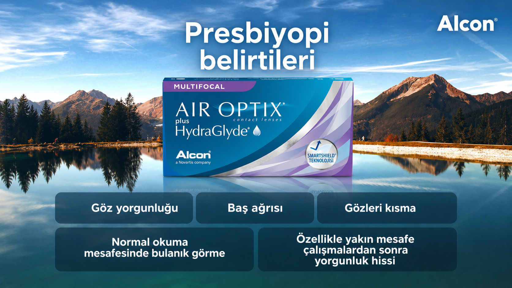 Air Optix Plus HydraGlyde Multifocal Precision Profile yakın orta uzak görüş tasarımı