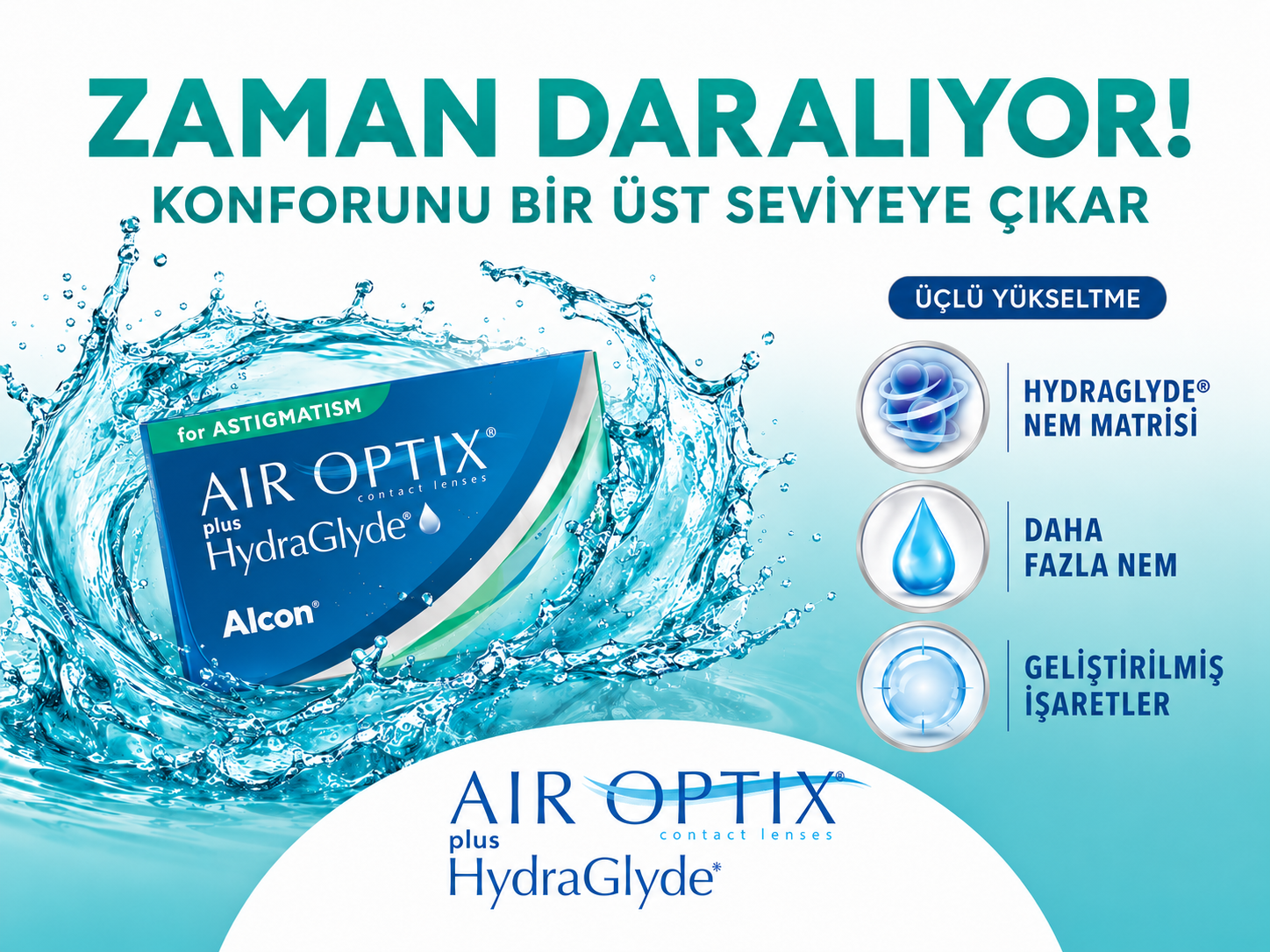 Air Optix Plus HydraGlyde Toric Precision Balance 8|4 lens tasarımı