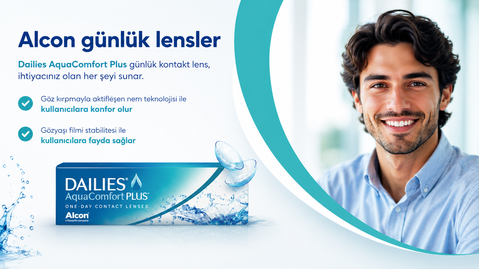 Dailies AquaComfort Plus 30lu kutu ürün görseli