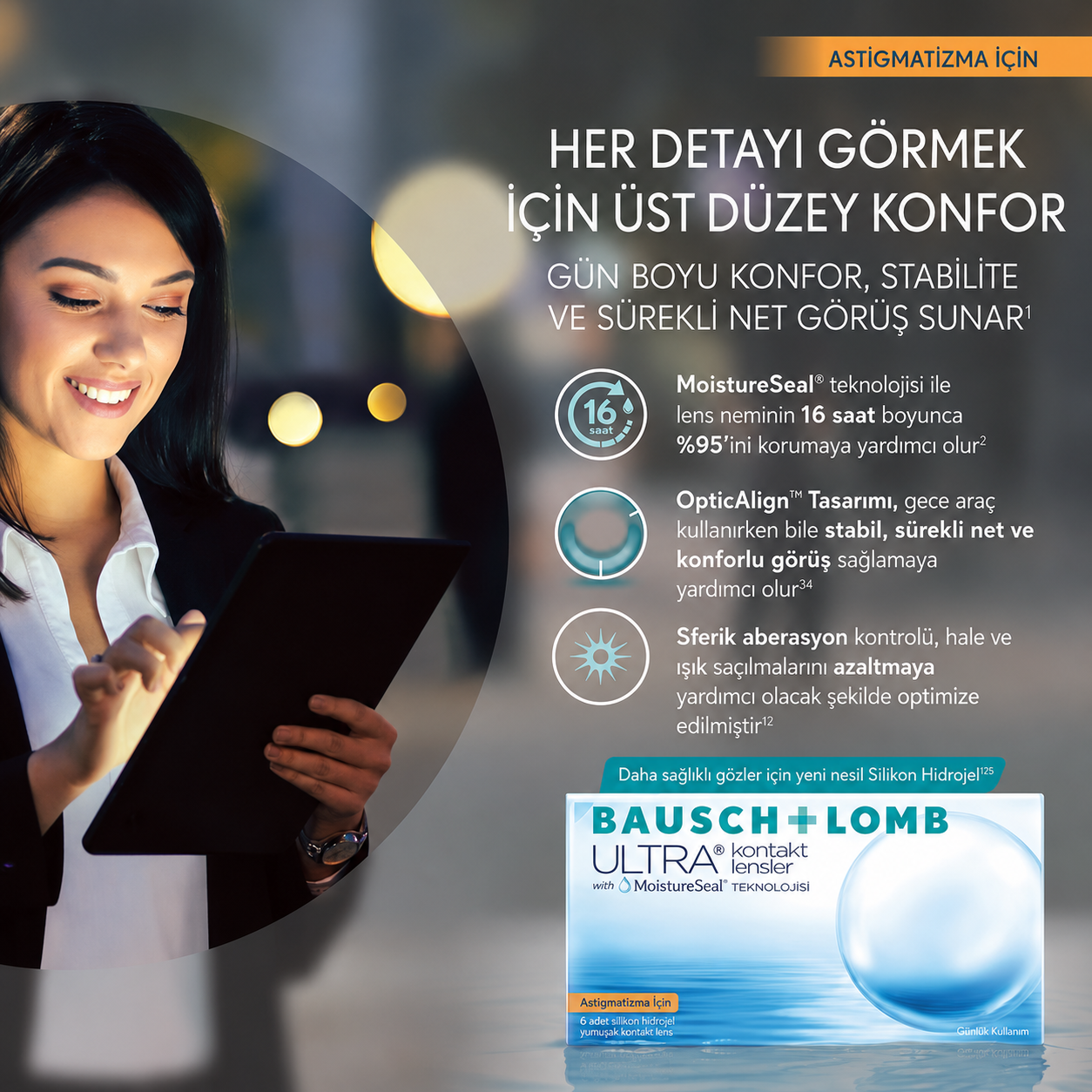 Bausch Lomb Ultra for Astigmatism OpticAlign tasarımı