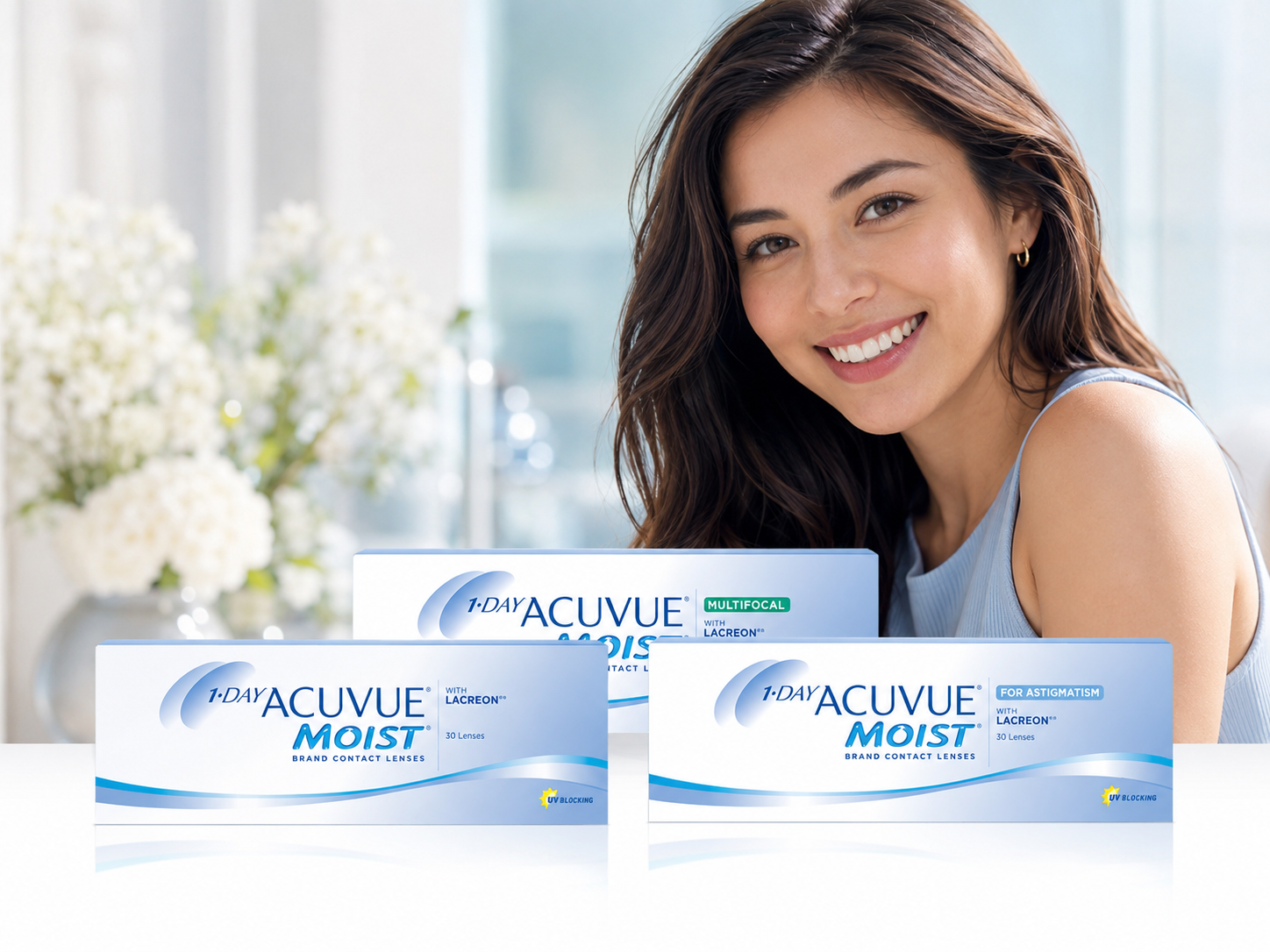 ACUVUE MOIST ürün ailesi günlük kontakt lensler