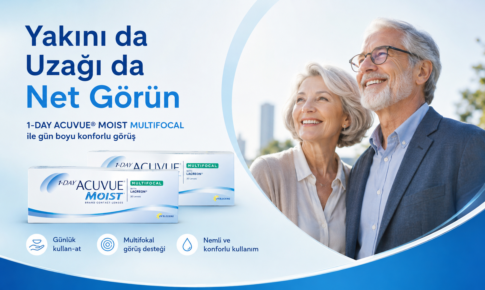 ACUVUE MOIST MULTIFOCAL yakın orta uzak görüş desteği