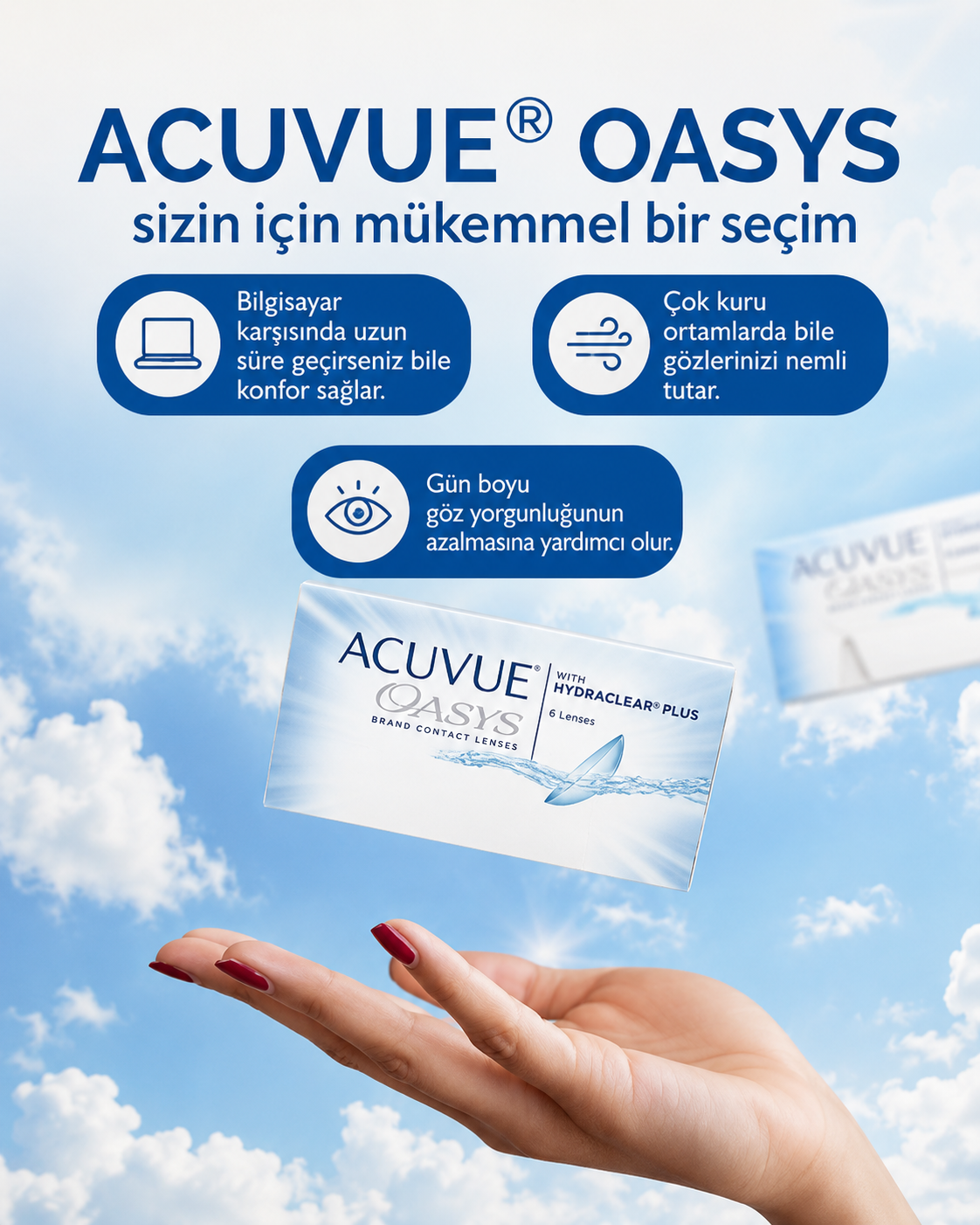 ACUVUE OASYS kullanım avantajları görseli