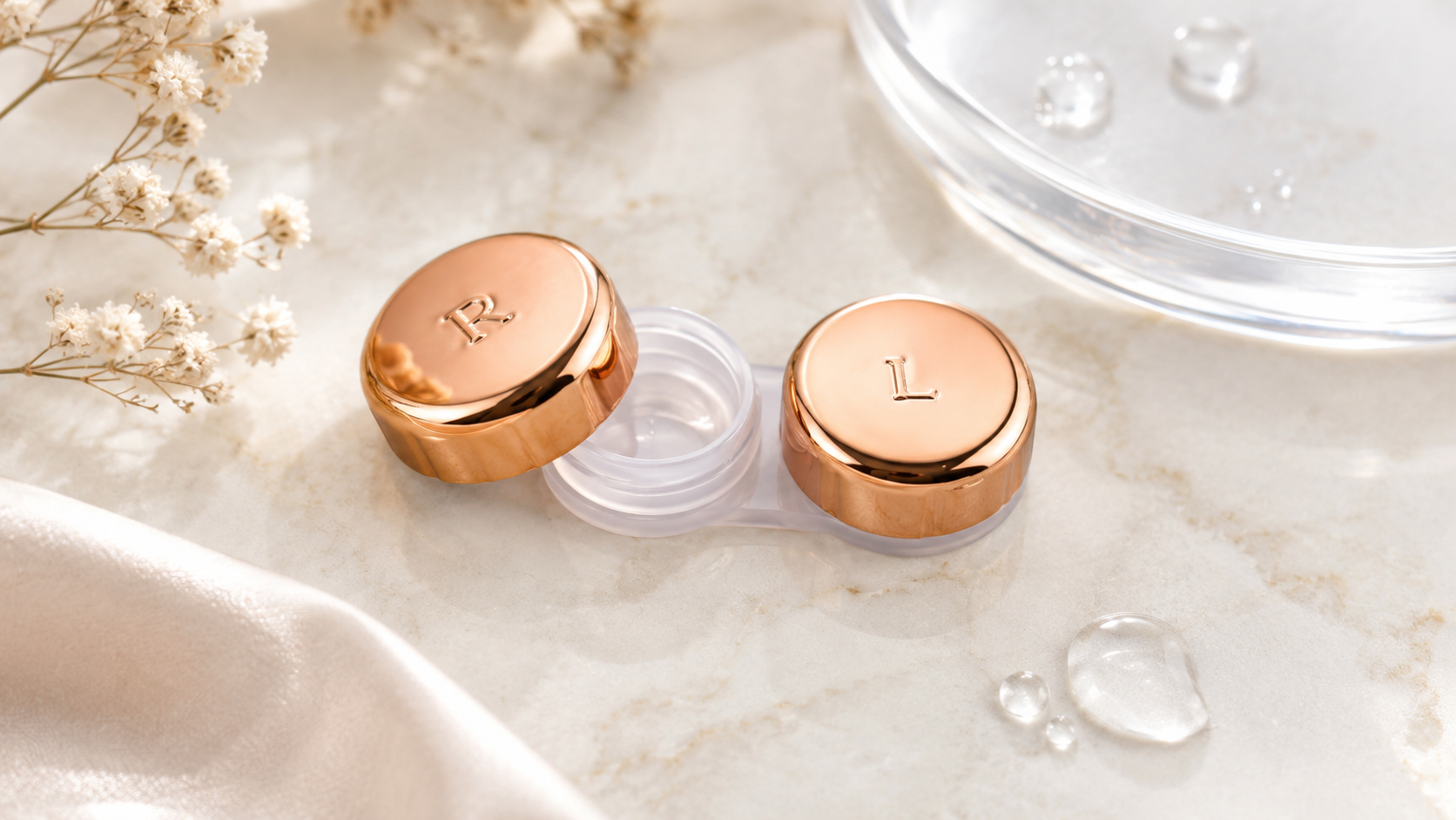 Rose gold kontakt lens saklama kabı