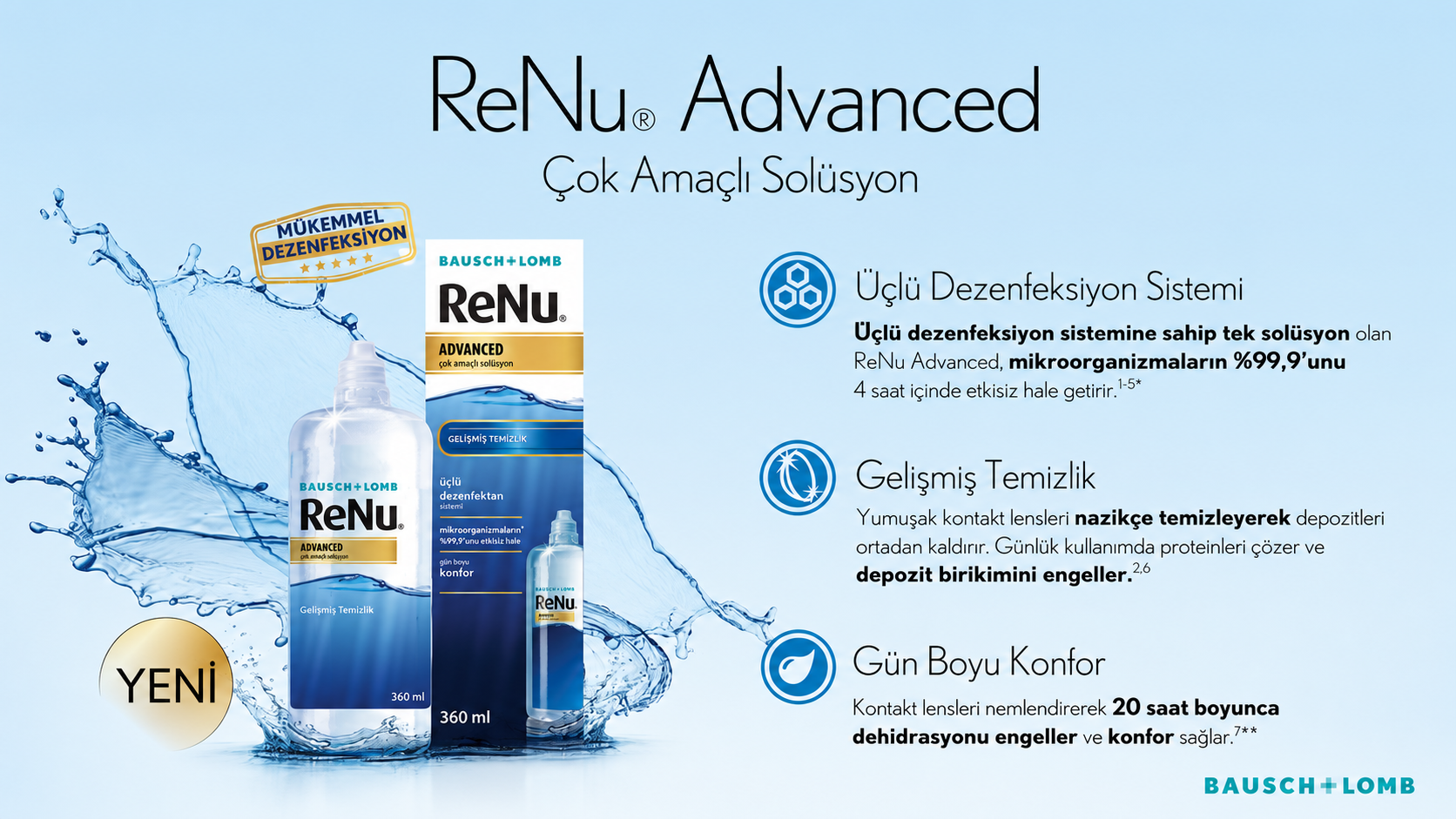 RENU Advanced günlük lens bakım avantajları
